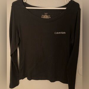 Calvin Klein Black Long Sleeve Sleepwear Top